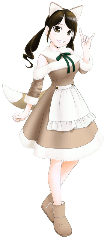 どんぎつねのみみカフェの制服のイラスト