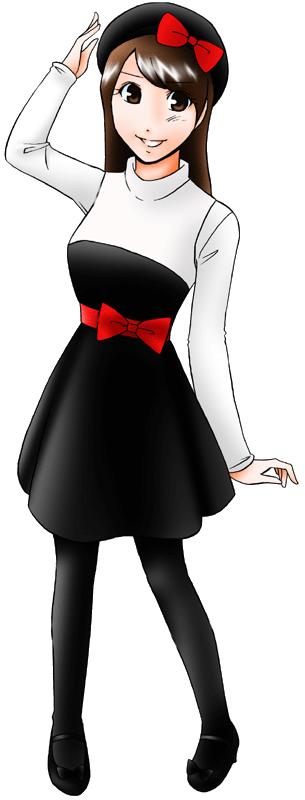 ハローキティカフェの制服のイラスト