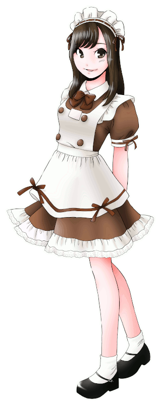 岡山表町メイドカフェしゃるろっとの制服のイラスト