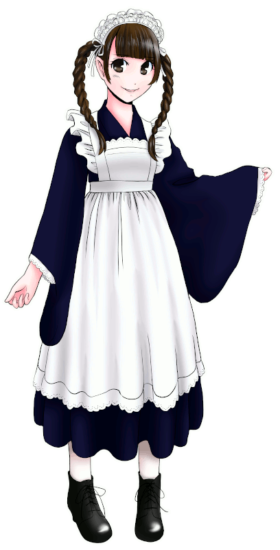 メイド喫茶 最果て の制服のイラスト